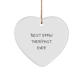 Funny Therapist Gifts for Christmas - Best Effin' Therapist Ever Heart Ornament, Gifts from Friends for Therapist - Image 1